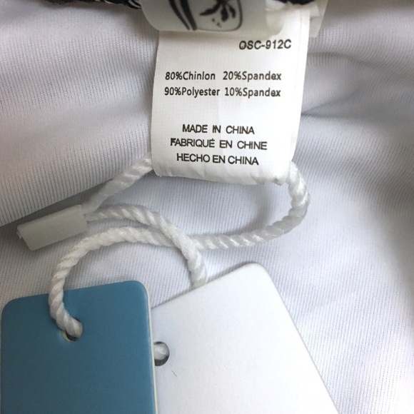 CUPSHE High Waisted Bikini Bottom Stripe Ruched Classic Black White Medium NWT - Picture 9 of 10